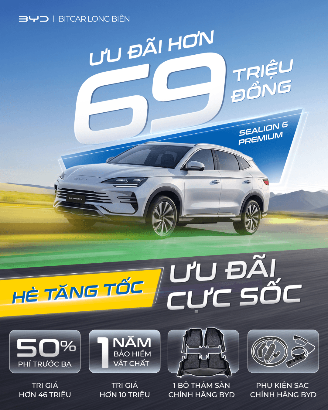 Nội thất BYD Sealion 6 Premium với màn hình xoay 15,6 inch và ghế da sinh học