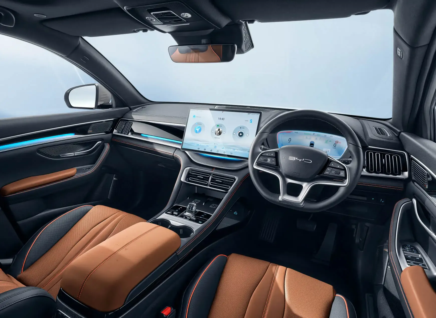 BYD SEALION 6 interior in Black + Brown - view 1